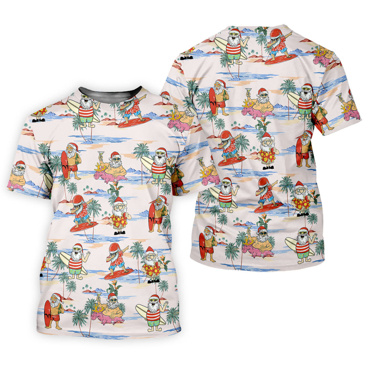 Funny Tropical Santa Christmas Golf Shirt, Men's Golf Shirt, Hawaiian Golf Shirt, Printed Golf Shirts SH818