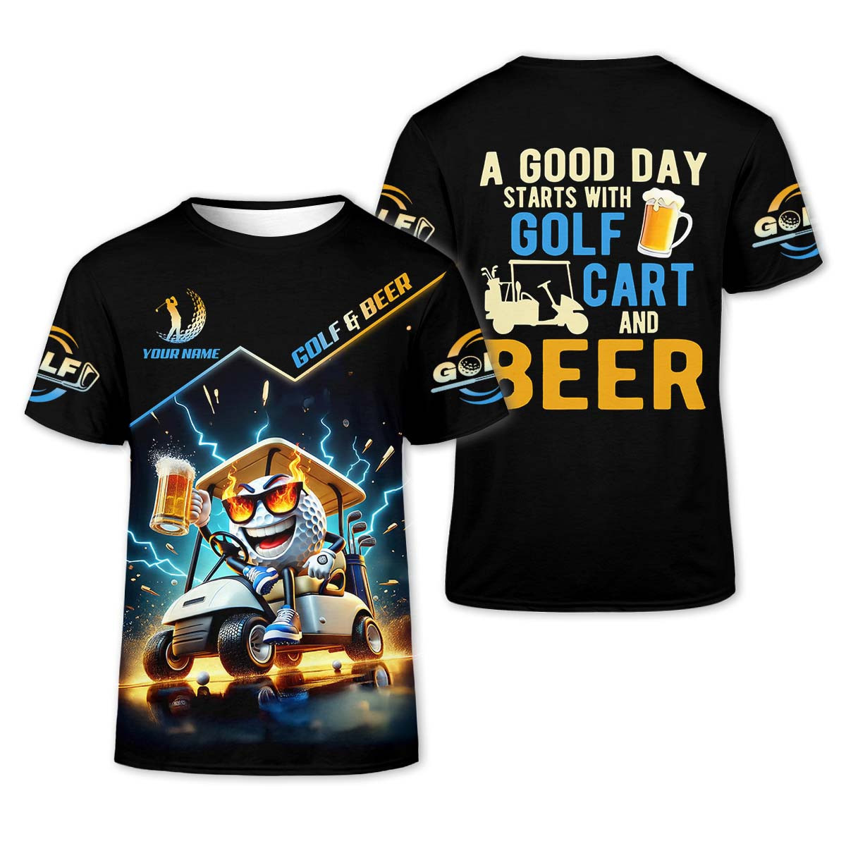A Good Day Starts With Golf Cart & Beer Custom Golf Polo Shirt, Funny Golf Shirt, Golf Gift For Men SH818