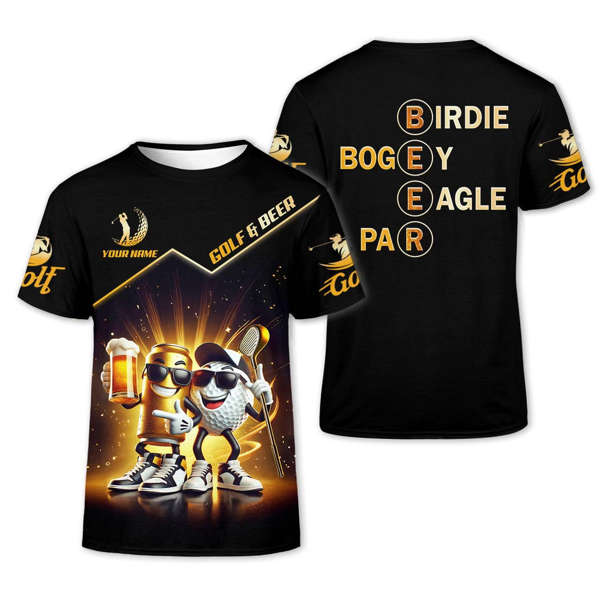 Golf And Beer Custom Men's Golf Polo Shirt, Funny Golf Apparel, Fun Golf Shirts For Men SH818