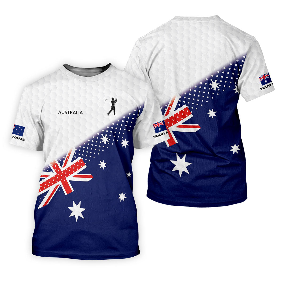 Golf Ball Pattern Australia Flag Print Ladies Golf Tops Australia, Golf Shirt For Women SH818