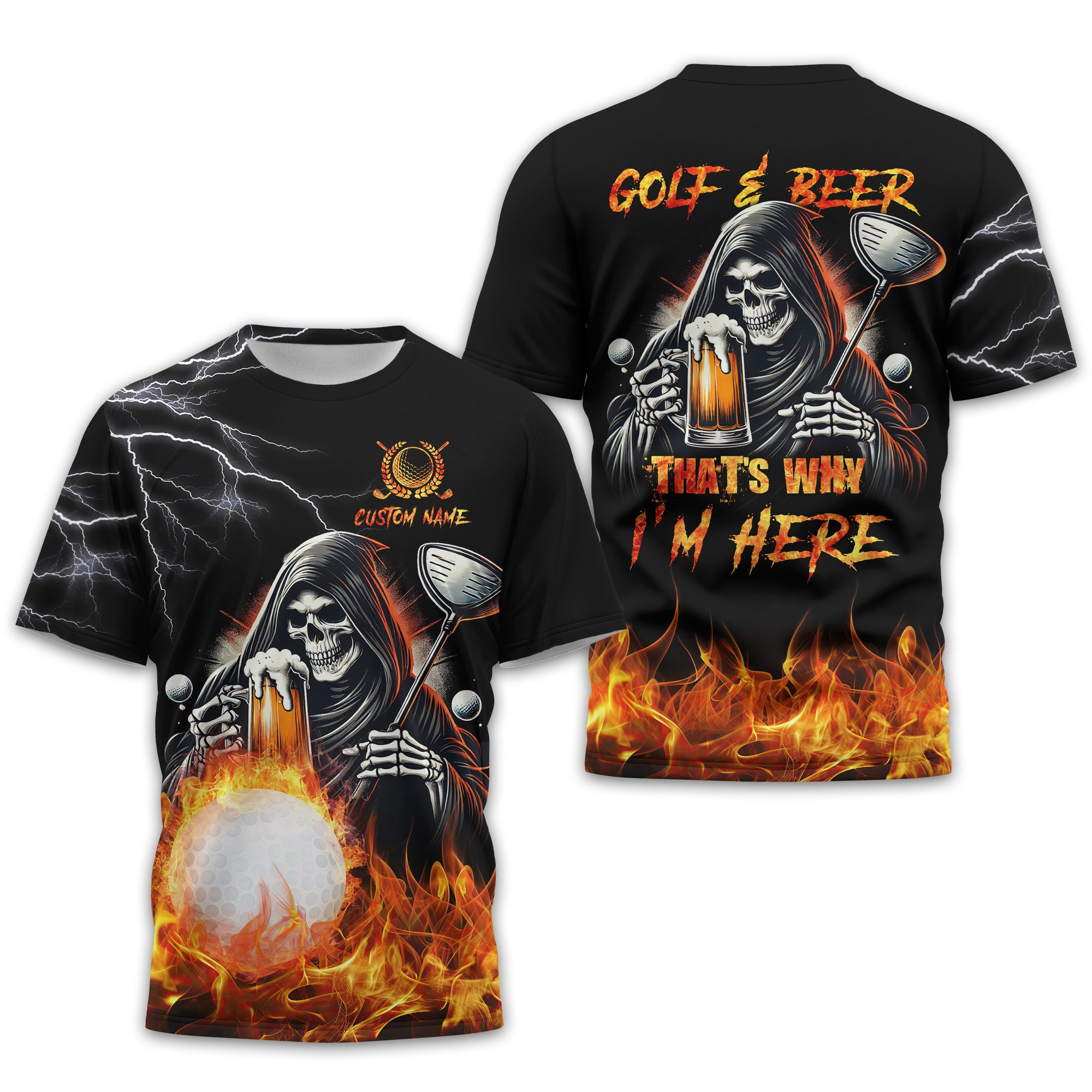 Golf & Beer Thats Why Im Here Custom Golf Shirt, Personalized Golf Shirt, Unique Gift For Golfer SH818
