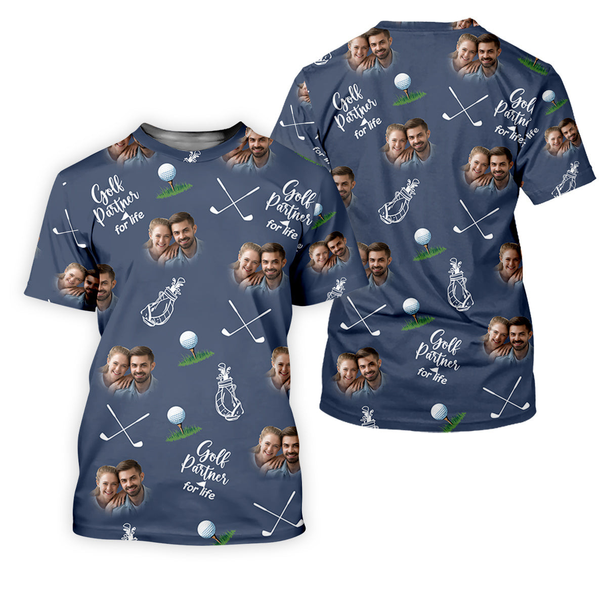 Golf Partner For Life Custom Photo Navy Golf Shirt, Valentines Golf Gift, Women Golf Top, Ladies Golf Polos SH818