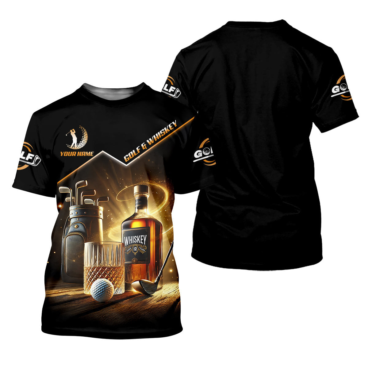 Golf And Whiskey Custom Men's Golf Polo Shirt, Whiskey Golf Shirt, Gift For Golfers SH818