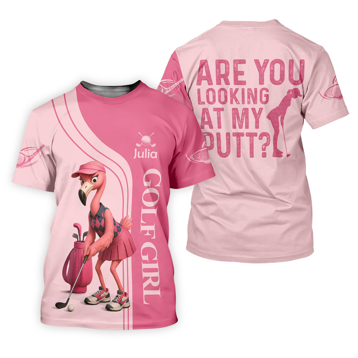 Are You Looking At My Putt Funny Flamingo Pink Golf Shirt, Ladies Golf Polos, Cool Golf Gift SH818