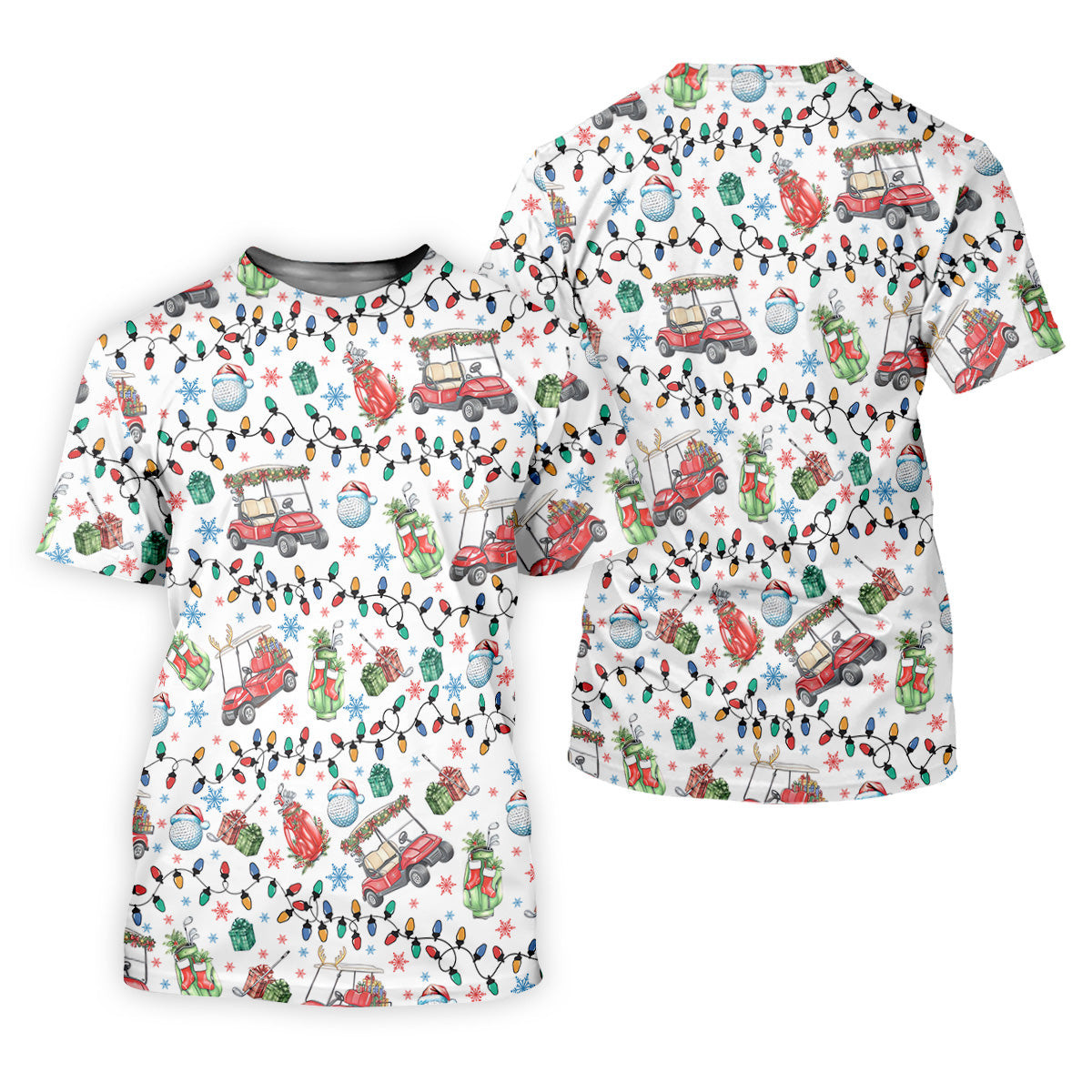 Golf Cart Christmas Lights Polo Shirts For Men, Christmas Golf Shirt, Golf Lover Xmas Gift SH818