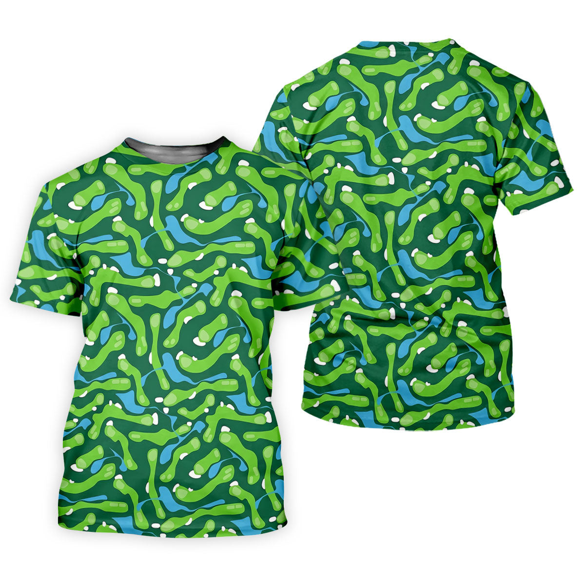 Golf Course Layout Golf Shirt, Fairway Water Hazard Pattern, Golf Shirt For Women SH818