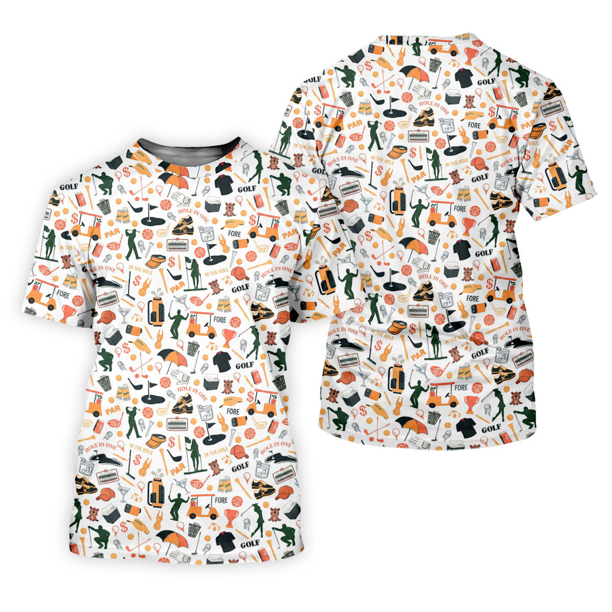 Golf Equipment Cart Ball Pattern Polo Shirt, Mens Golf Polo, Printed Golf Shirts SH818