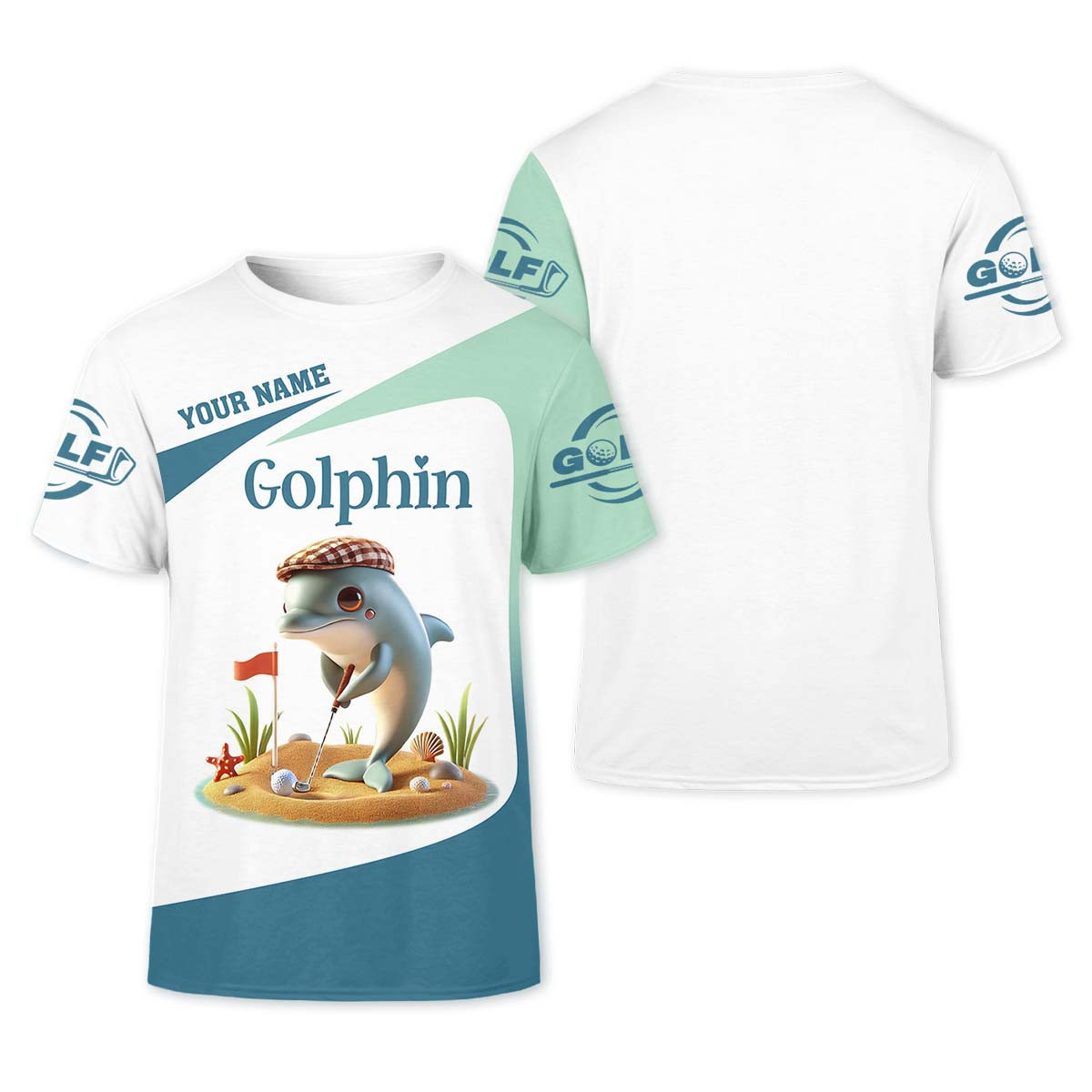 Golfin' Dolphin Custom Golf Polo Shirt, Golfing Apparel, Mens Golf Gift, Funny Golf Polo Shirt SH818