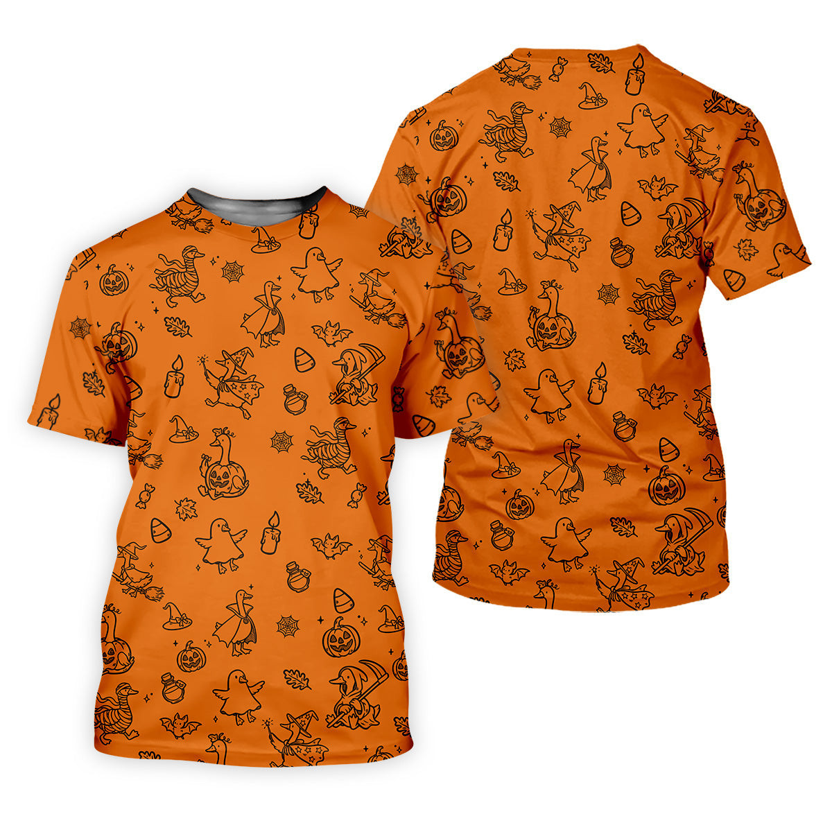 Goose Halloween, Doodle Pattern, Orange Golf Shirt, Sleeveless Womens Golf Shirts, Women Golf Top, Ladies Golf Shirts SH818