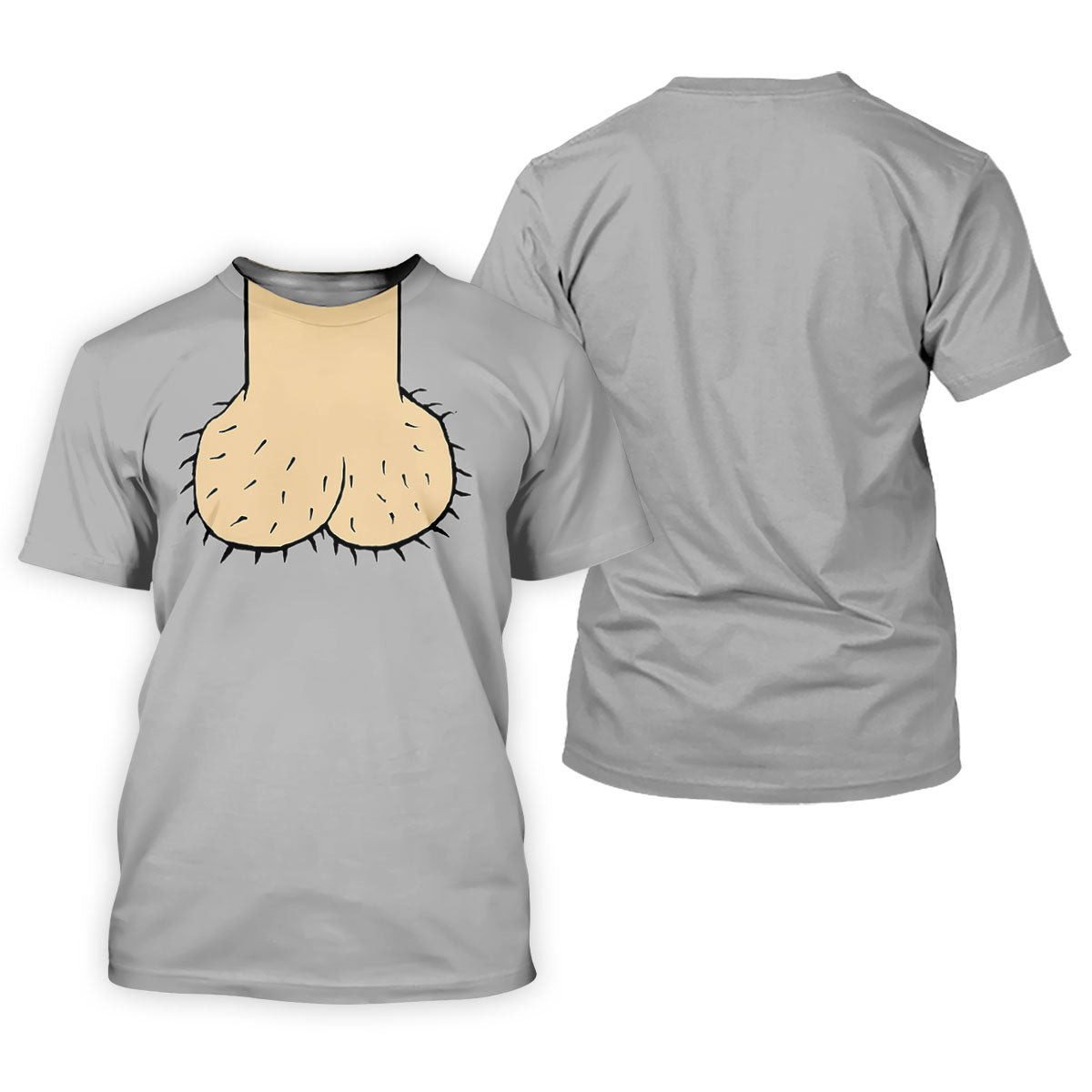 Gray Funny Dickhead Faux Chest Golf Shirt, Funny Halloween Shirt, Adult Costume Shirt SH818