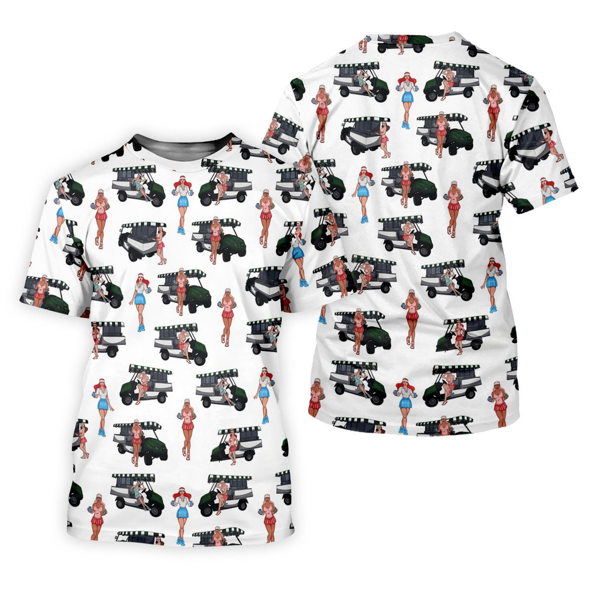 Golf Cart Girls Pattern Golf Polo Shirt, Ladies Golf Shirt, Women's Golf Apparel SH818