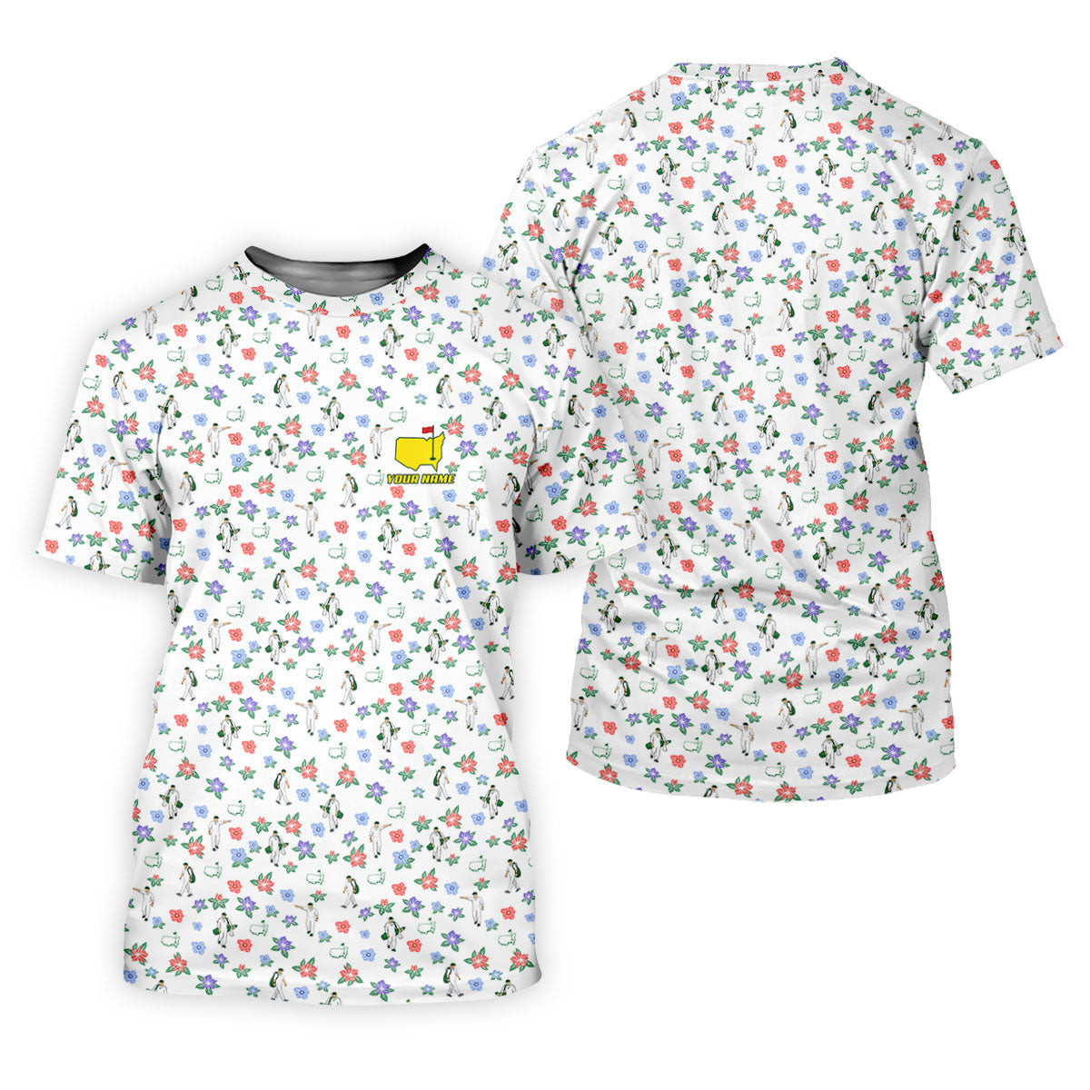 Golfer Pose With Colorful Floral Performance Golf Shirt, Golf Tournament Women Golf Top, Ladies Golf Shirts SH818