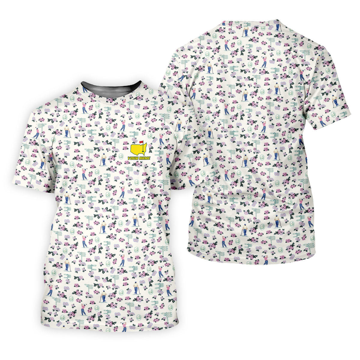 Golfer Pose With Azaleas Flower Performance Golf Shirt, Golf Tournament Golf Shirts For Men, Polo Shirts For Men SH818