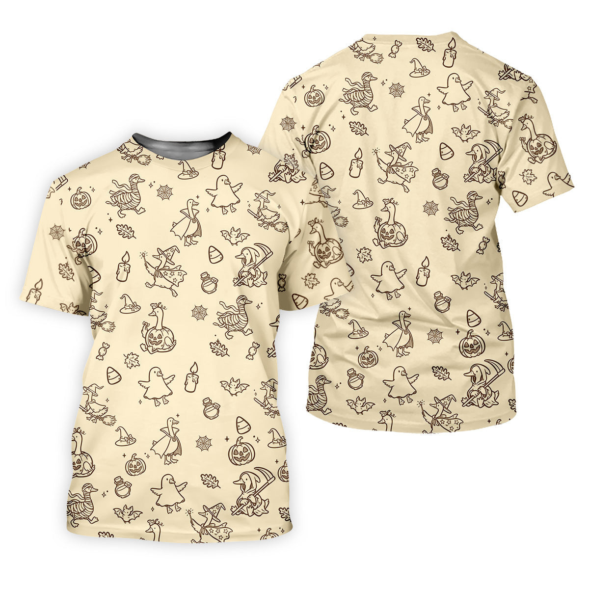Goose Halloween, Doodle Pattern, Beige Golf Shirt, Mens Funny Golf Shirts, Long Sleeve Golf Shirts, Men Golf Polo SH818