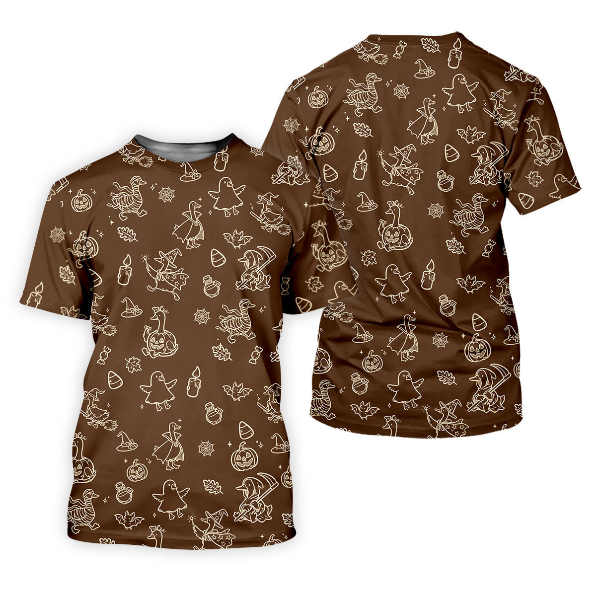 Goose Halloween Golf Shirt, Pumpkin Pattern Golf Shirt, Brown Golf Polo, Women Golf Top, Ladies Golf Shirts SH818