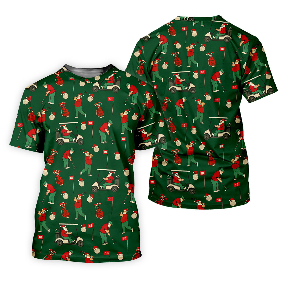 Golfing Santa Green Christmas Golf Tops For Men, Men's Funny Golf Shirts, Christmas Golf Shirt SH818