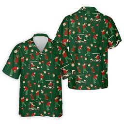 Golfing Santa Green Christmas Golf Tops For Men, Men's Funny Golf Shirts, Christmas Golf Shirt SH818