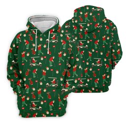 Golfing Santa Green Christmas Golf Tops For Men, Men's Funny Golf Shirts, Christmas Golf Shirt SH818