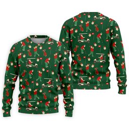 Golfing Santa Green Christmas Golf Tops For Men, Men's Funny Golf Shirts, Christmas Golf Shirt SH818