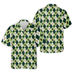 Green And White Argyle Pattern Beer St Patrick's Day Golf Shirt, Golf Tops For Men, Polo For Men SH818