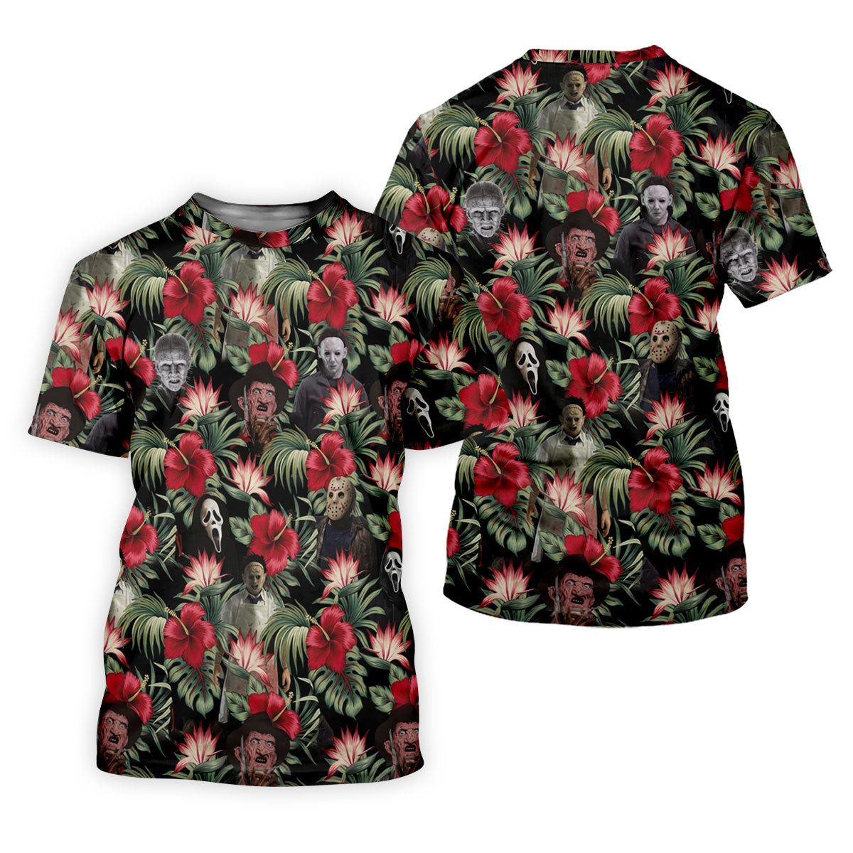 Halloween Tropical Horror Character Golf Shirt, Men's Golf Shirt, Hawaiian Golf Shirt SH818