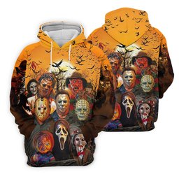 Halloween Horror Character Sunset Hawaiian Golf Shirt, Women's Golf Tops, Printed Golf Shirt SH818