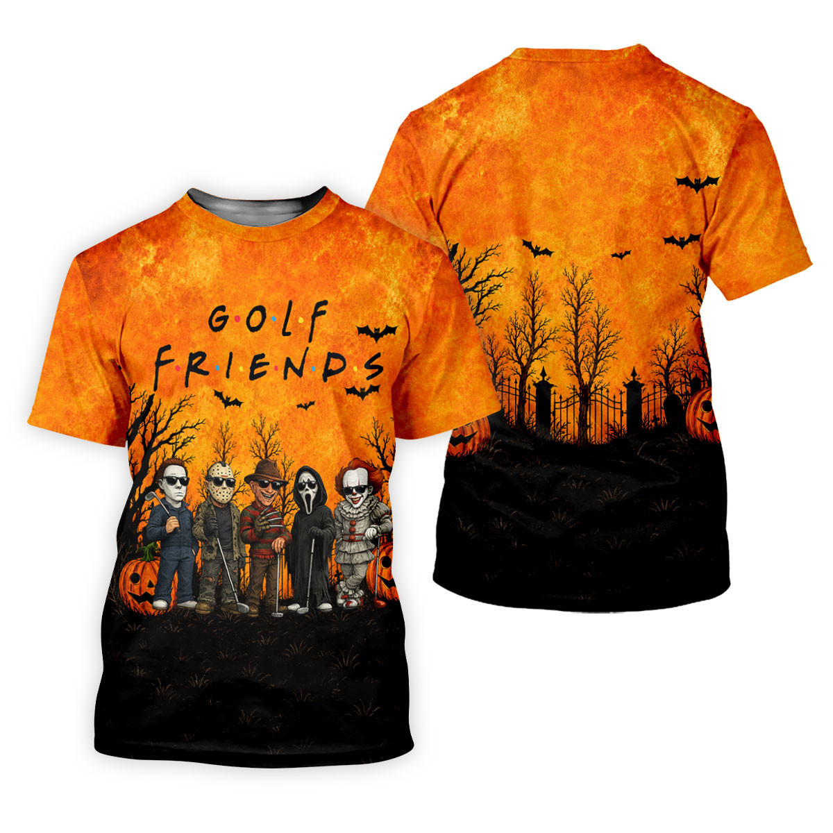 Halloween Golf Friends Horror Characters Golf Shirt, Mens Golf Polo, Golf Shirts For Men SH818
