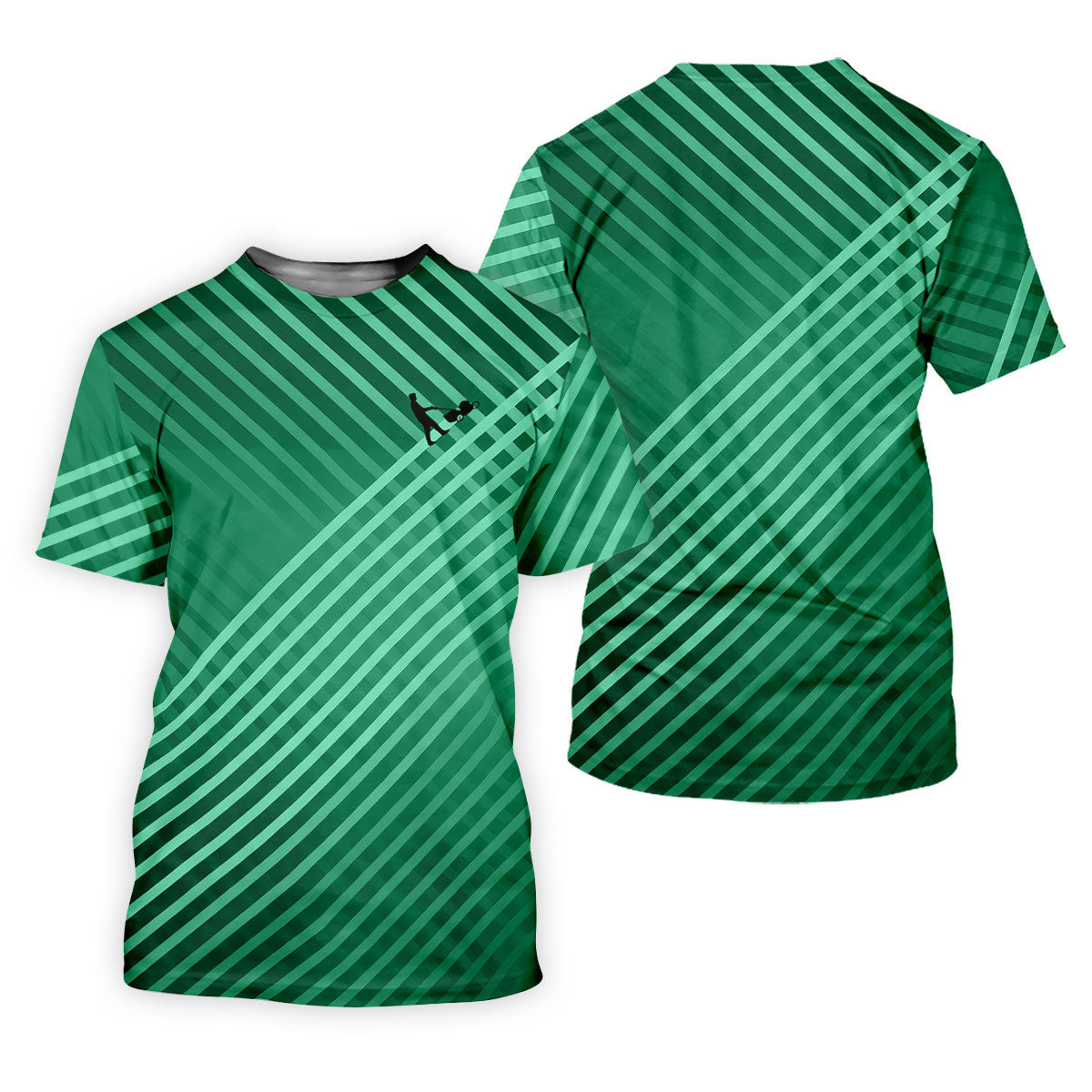 Green And White Striped Pattern Golf Tops For Men, Performance Golf Shirt, Polo Shirts For Men SH818