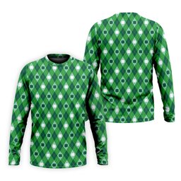 Green And White Lucky Four Leaf Clover Argyle Pattern St Patrick's Day Golf Shirt, Polo Shirts For Men SH818