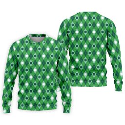 Green And White Lucky Four Leaf Clover Argyle Pattern St Patrick's Day Golf Shirt, Polo Shirts For Men SH818