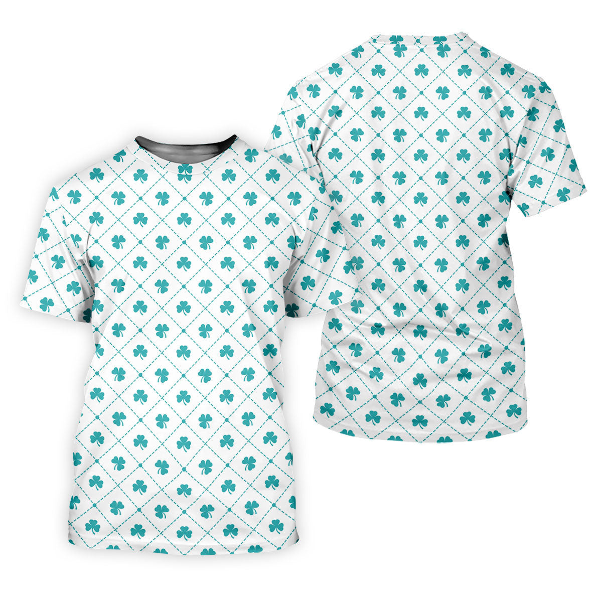 Grid Pattern Shamrock Golf Shirt, St Patrick's Day Women's Golf Tops, Ladies Golf Polos, Golf Shirt For Women SH818