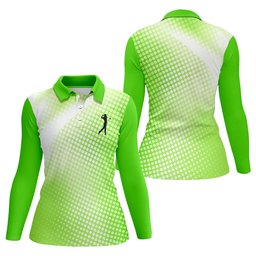 Green White Gradient Polka Dot Golf Shirt, Women's Golf Tops, Ladies Golf Polos SH818