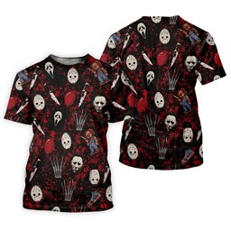 Halloween Horror Character Mask Pattern Hawaiian Golf Shirt, Men's Golf Shirt, Mens Golf Polo SH818