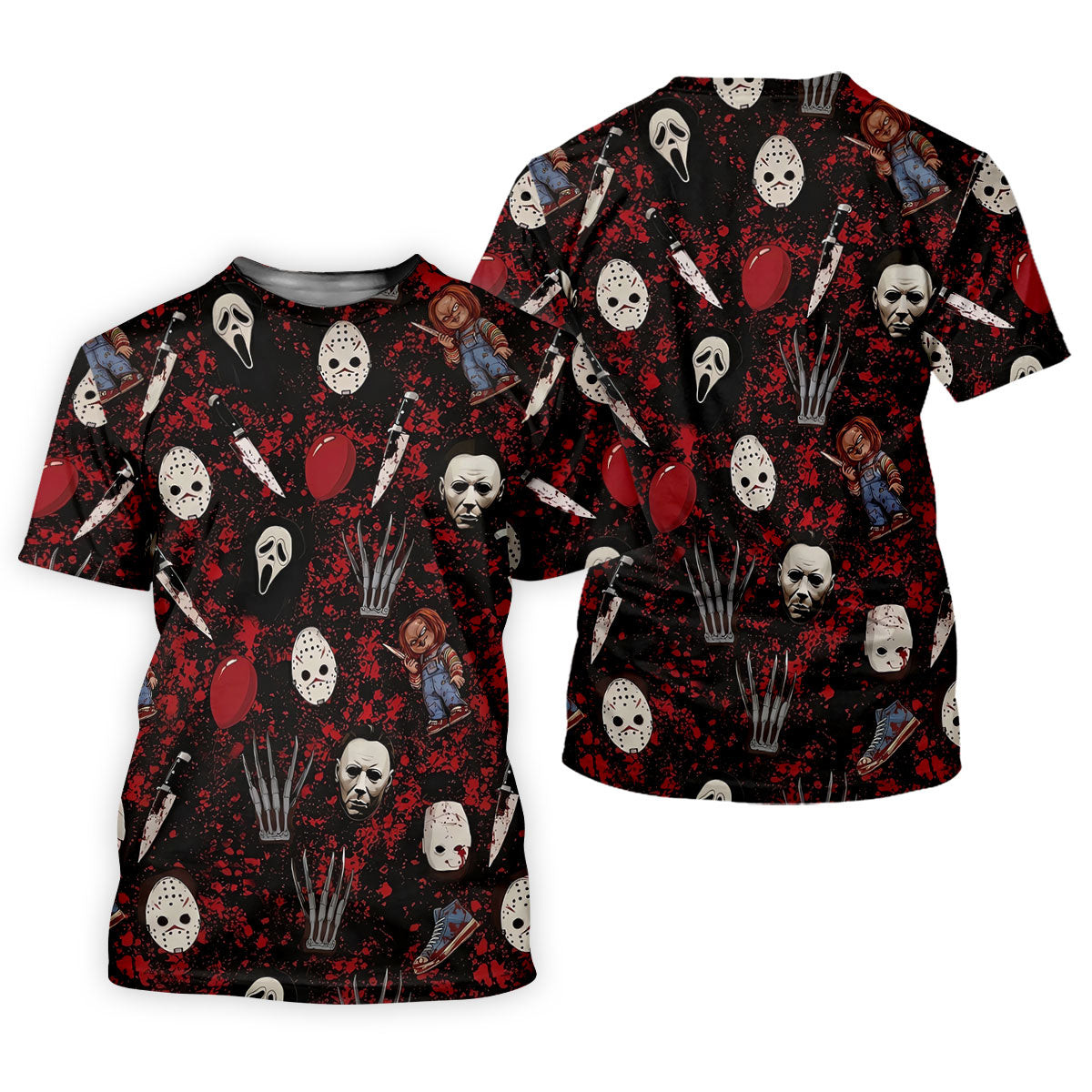 Halloween Horror Character Mask Pattern Hawaiian Golf Shirt, Men's Golf Shirt, Mens Golf Polo SH818