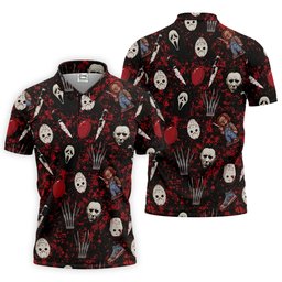 Halloween Horror Character Mask Pattern Hawaiian Golf Shirt, Men's Golf Shirt, Mens Golf Polo SH818