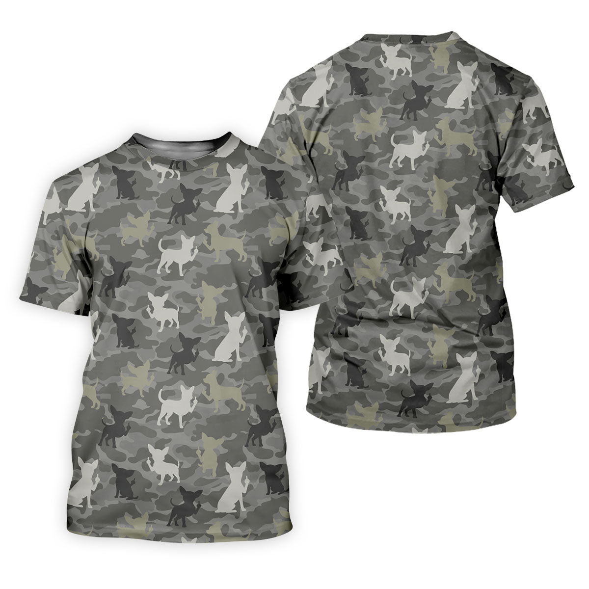 Grey Camo Chihuahua Dog Pattern Golf Polo Shirt, Women's Golf Shirt, Ladies Polo Shirt, Womens Golf Top SH818