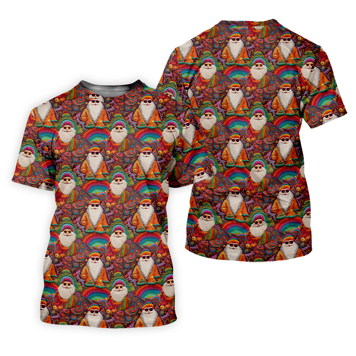 Groovy Hippie Santa Seamless Pattern Golf Shirts, Gifts For Golf Lovers, Christmas Golf Shirt, Golfing Apparel SH818