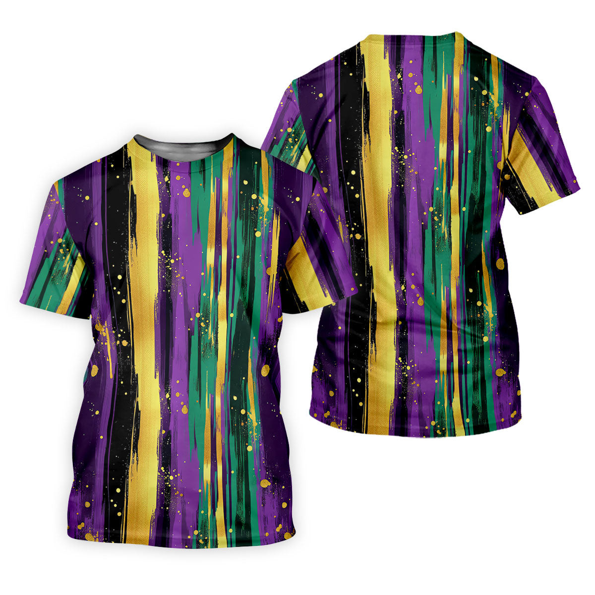 Green Purple Gold Splatter Effect Mardi Gras Golf Shirt, Polo Shirts For Men, Golf Shirts For Men SH818