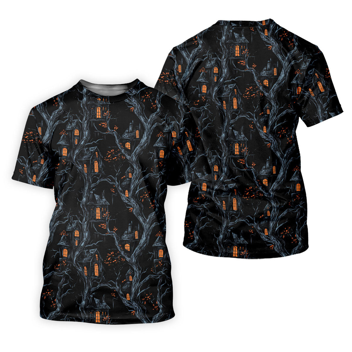 Haunted House Halloween Golf Tops For Men, Black Golf Polo Shirt, Golfing Apparel, Polo For Men SH818