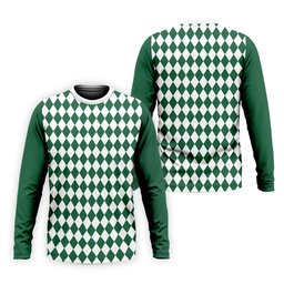 Green And White Argyle Pattern Retro Golf Shirt, Golf Tops For Men, Golf Shirts For Men, Polo For Men SH818