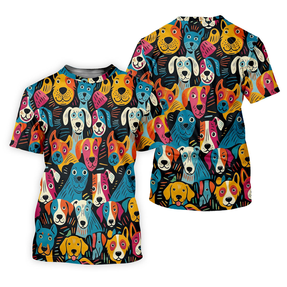 Happy Dog Faces Hawaiian Golf Shirt, Funny Golf Shirt, Abstract Animal Golf Shirts For Men SH818