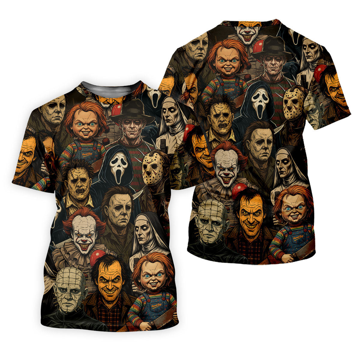 Horror Halloween Character Halloween Men's Polo Shirts, Horror Movie Shirt, Mens Golf Shirts, Halloween Golf Shirt SH818