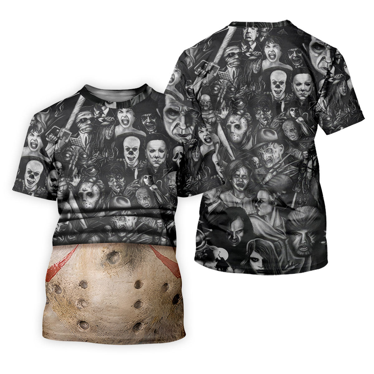 Hockey Mask Horror Character Halloween Polo Shirt, Golf Shirts For Men, Printed Golf Shirts SH818