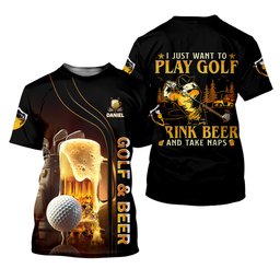 I Just Wanna Play Golf And Drink Beer Custom Golf Polo Shirt, Mens Golf Gift, Golf Lover Gift SH818