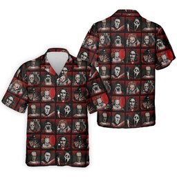 Horror Character Grid Halloween Golf Shirt, Mens Golf Polo, Golf Apparel For Men SH818