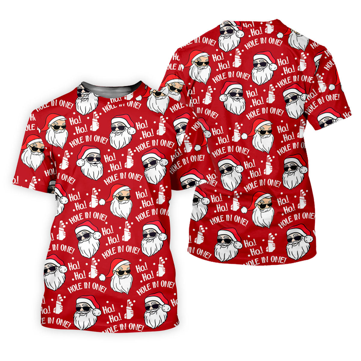 Ho Hole In One Funny Santa Red Christmas Golf Tops For Men, Christmas Golf Shirt, Polo Shirts For Men SH818