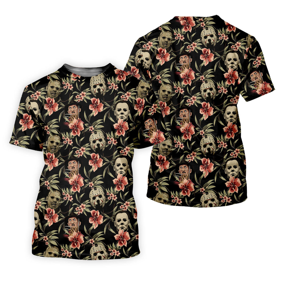 Horror Face Hawaiian Golf Shirt, Halloween Retro Golf Shirt, Men's Golf Shirt, Polo Shirts For Men SH818