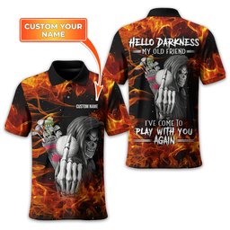 Hello Darkness My Old Friend Personalized Golf Polo Shirt, Golf Shirt For Men, Gift For Golfers SH818