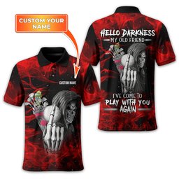 Hello Darkness My Old Friend Personalized Golf Polo Shirt, Golf Shirt For Men, Gift For Golfers SH818