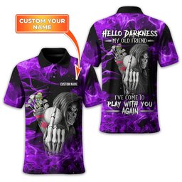 Hello Darkness My Old Friend Personalized Golf Polo Shirt, Golf Shirt For Men, Gift For Golfers SH818